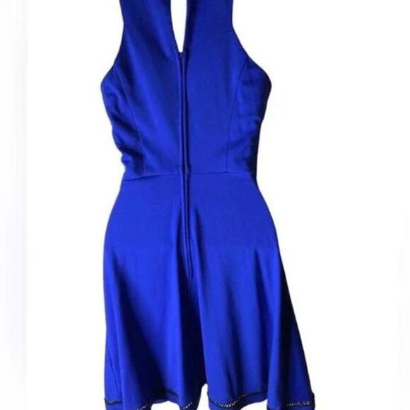 Teeze Me Sapphire Blue Skater Skirt Mini Dress Women Sz Small Zip Closure Solid - Picture 4 of 7